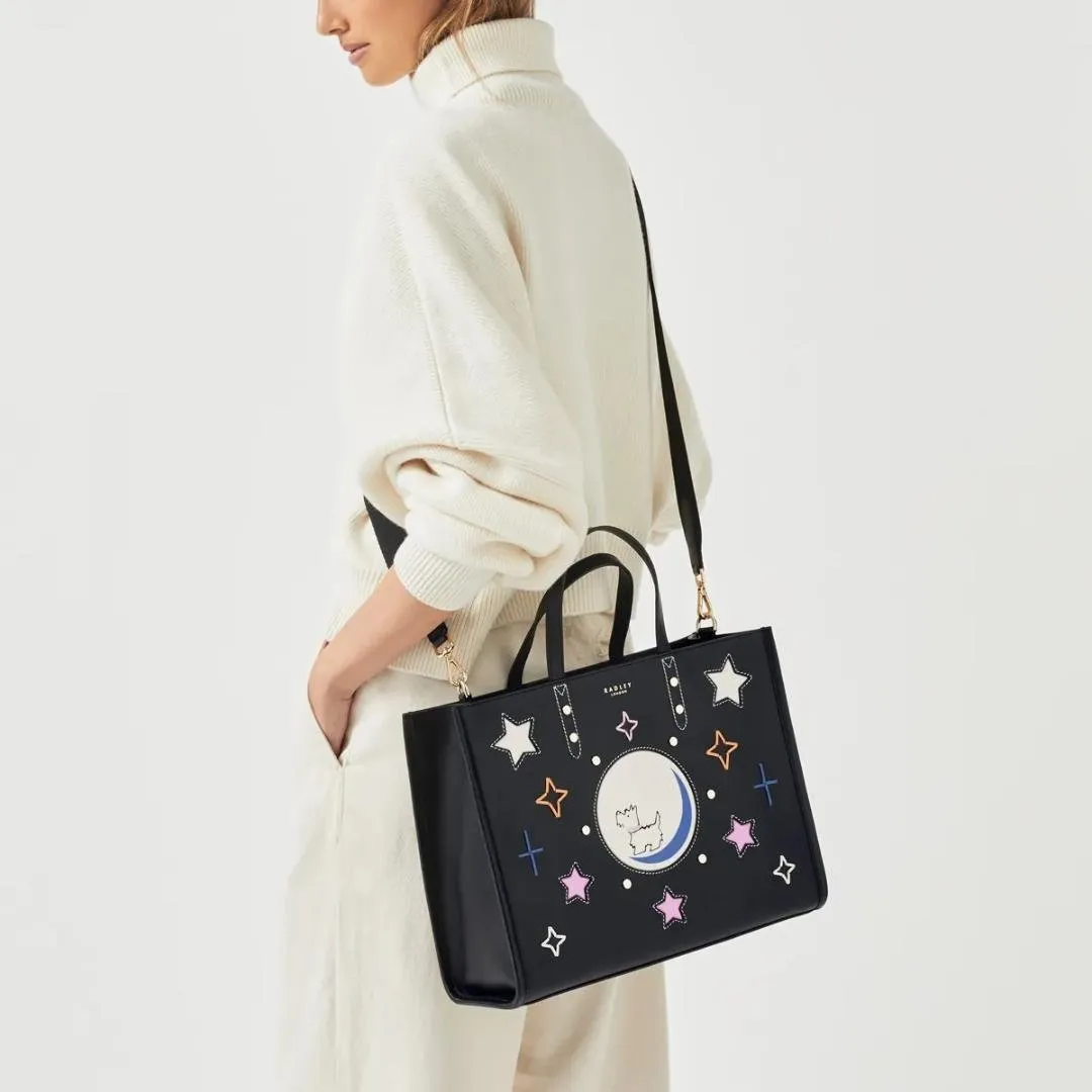 Radley To The Moon Medium Ziptop Grab Bag - Black