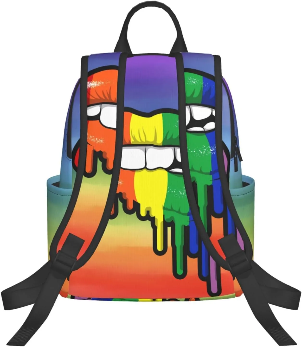 Rainbow Lip Drip Lesbian Gay Pride Bisexual Travel Laptop Backpack Casual Backpacks Double Shoulder Daypack Notebook Rucksack Work Bags Sports Bag for Gym Hiking Camping Beach