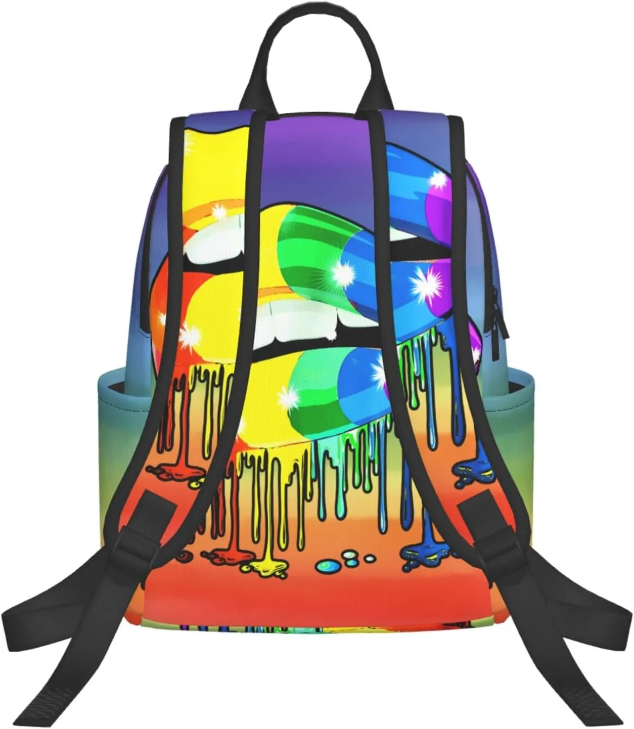Rainbow Lip Drip Lesbian Gay Pride Bisexual Travel Laptop Backpack Casual Backpacks Double Shoulder Daypack Notebook Rucksack Work Bags Sports Bag for Gym Hiking Camping Beach