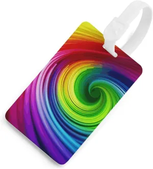 Rainbow Spiral Luggage Tags Baggage Card Holder for Suitcases with Privacy Shield Travel Bag Name ID Tag for Men and Women Handbag Backpack White-Style