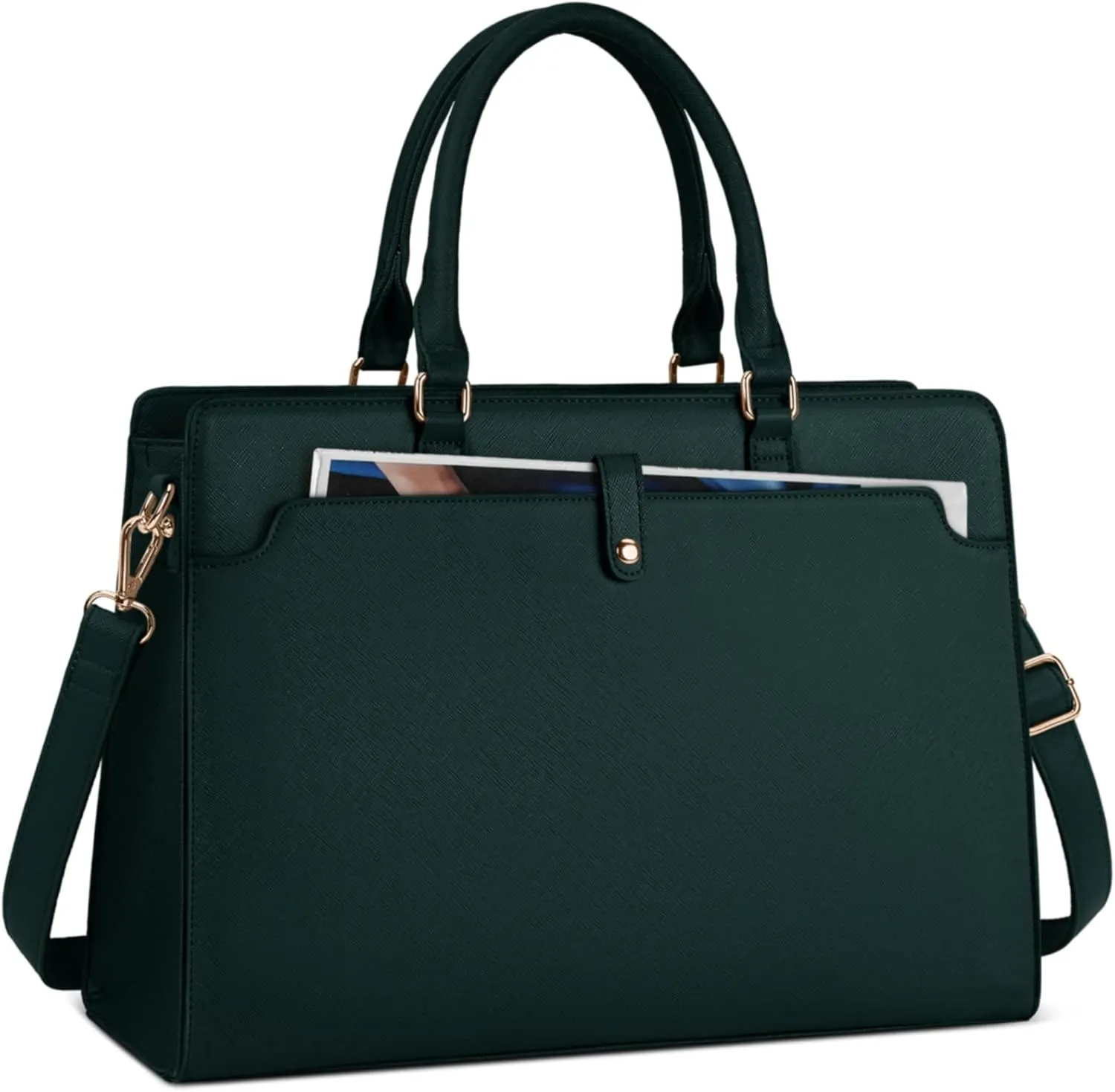 RAINSMORE Laptop Bag for Women 15.6 Inch Laptop Tote Bag Leather Work Bag Waterproof Womens Briefcase Business Office Computer Tote Bag Large Capacity Handbag Shoulder Bag Green