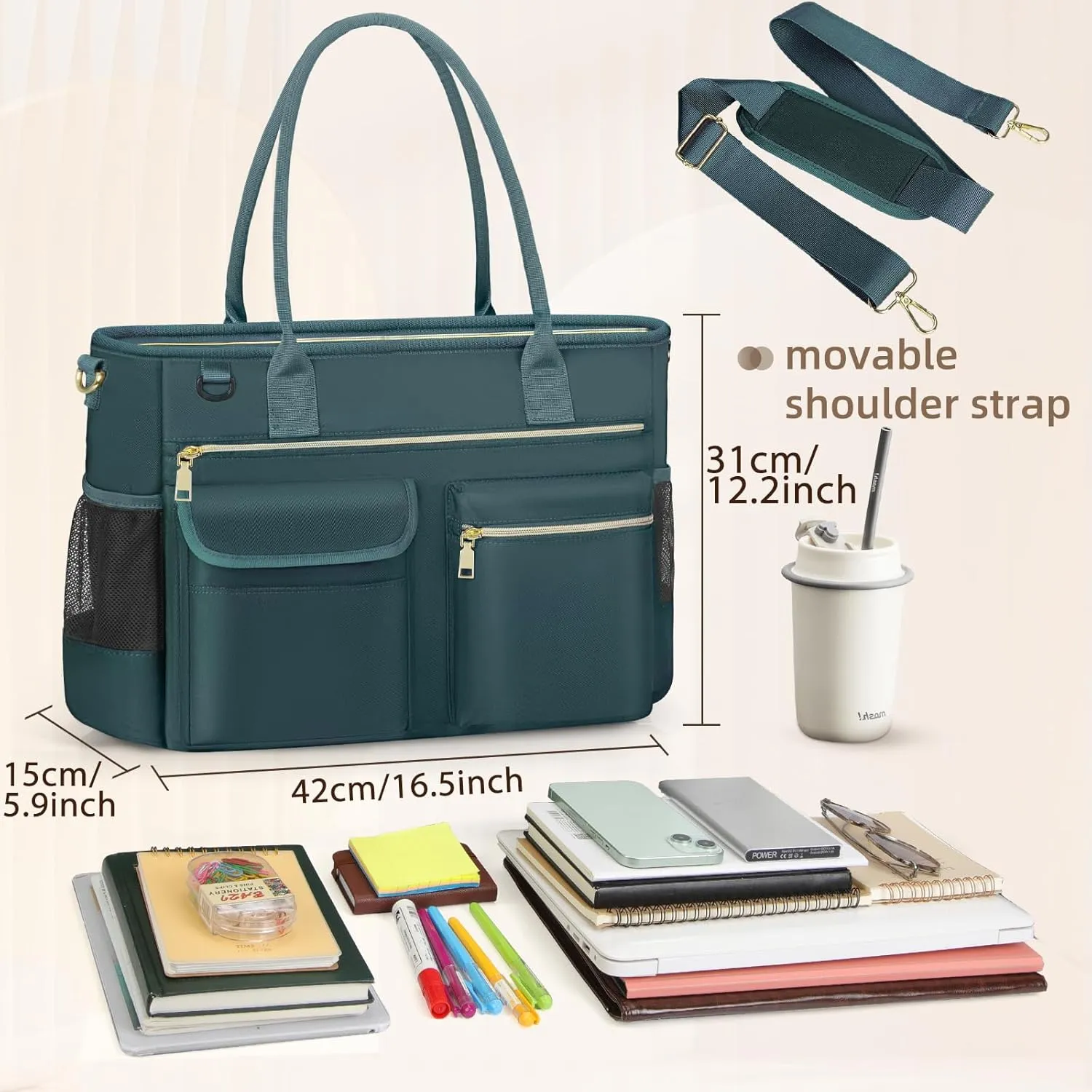 RAINSMORE Laptop Bag for Women 15.6 Inch Work Teacher Tote Nurse Bag Professional Laptop Tote Computer Messenger Shoulder Bags Large Handbag Business Office Work Briefcase