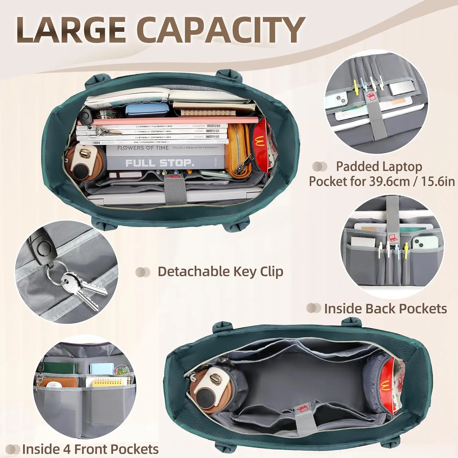 RAINSMORE Laptop Bag for Women 15.6 Inch Work Teacher Tote Nurse Bag Professional Laptop Tote Computer Messenger Shoulder Bags Large Handbag Business Office Work Briefcase