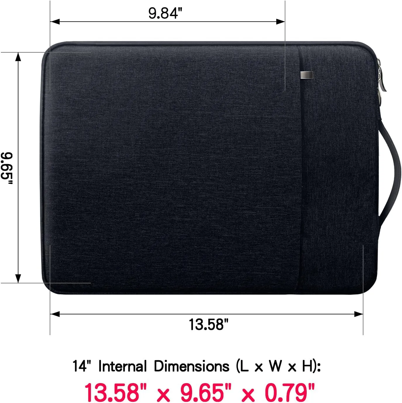 RAINYEAR 14" Laptop Sleeve Case Compatible with 14 Inch Notebook Computer Chromebook Handbag with Handle Front Pocket Padded Briefcase Protective Carrying Bag,Black