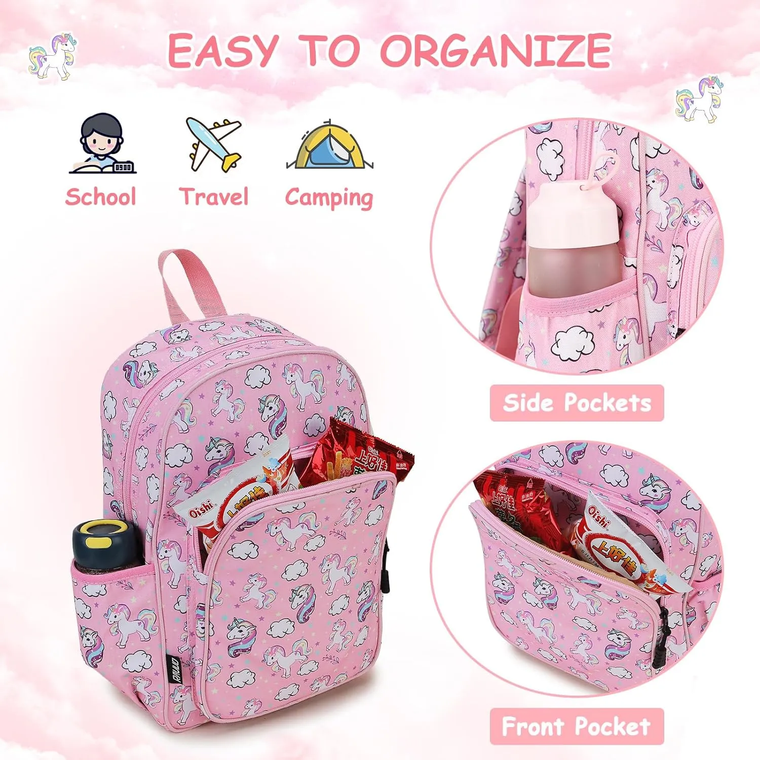 RAVUO Kids Backpack for Girls Boys, Cute Toddler School Bag Bookbag W Chest Strap