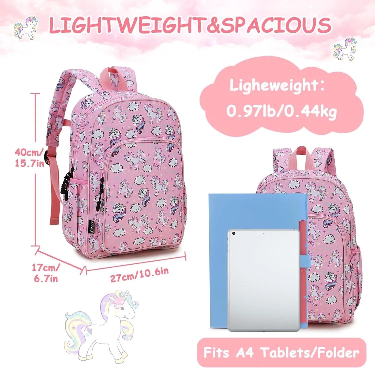 RAVUO Kids Backpack for Girls Boys, Cute Toddler School Bag Bookbag W Chest Strap