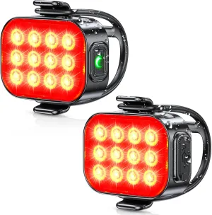 Rear Bike Light [2 Pack] Bike Tail Light with 6 Modes, IP65 Waterproof & Drop Resistant, USB-C Rechargeable, Safety Warning Safety Strobe for Cycling