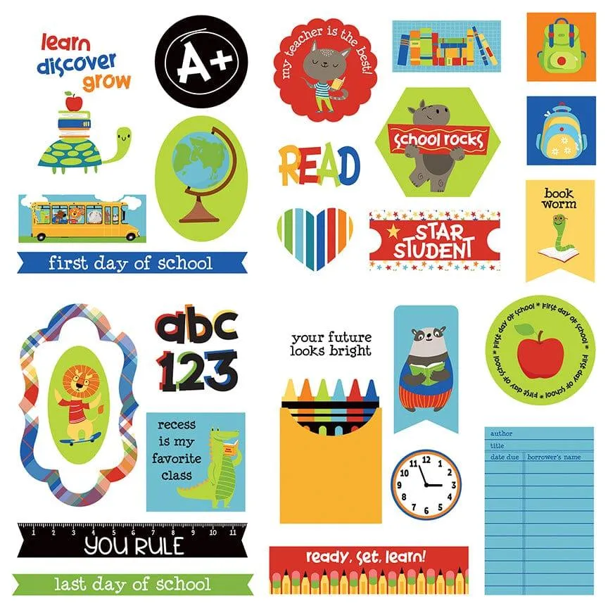 Recess Collection 5 x 5 Die Cut Scrapbook Embellishments by Photo Play Paper