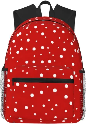Red And White Polka Dots print Lightweight and comfortable backpack Casual Laptop Backpack for Travel Hiking