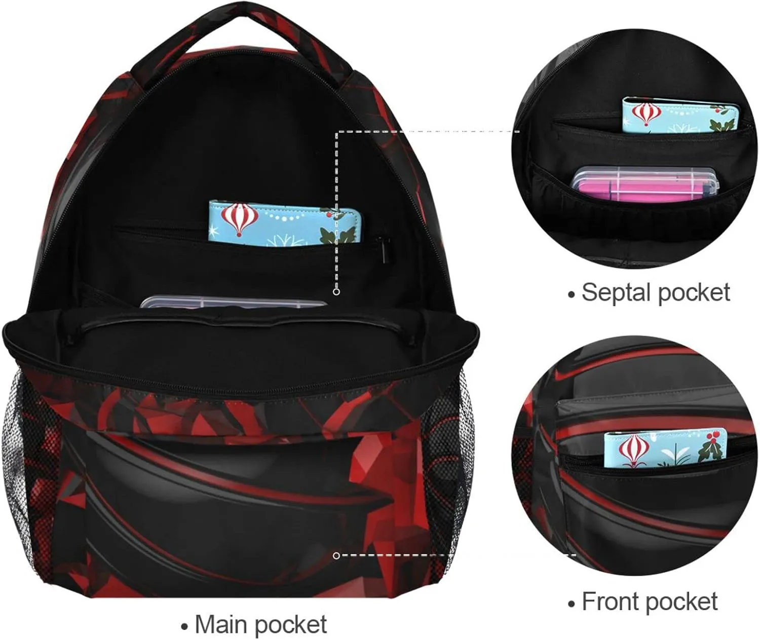 Red Black Basketball Boys Girls Kids School Backpacks Bookbag, Elementary School Bag Travel Backpack Daypack