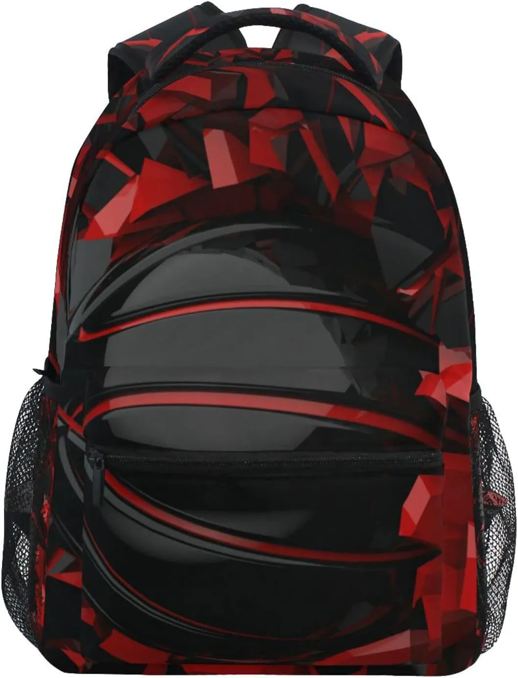 Red Black Basketball Boys Girls Kids School Backpacks Bookbag, Elementary School Bag Travel Backpack Daypack