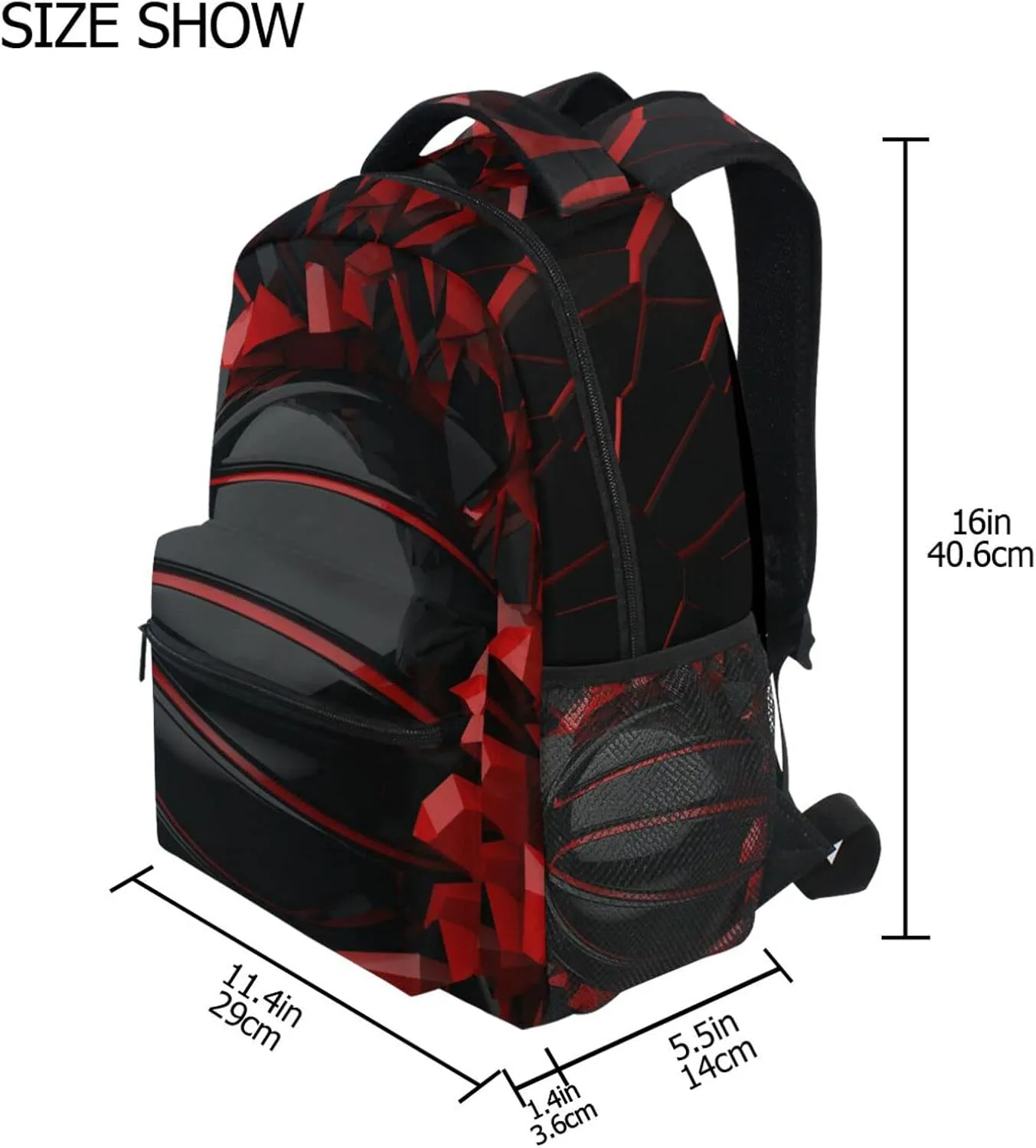 Red Black Basketball Boys Girls Kids School Backpacks Bookbag, Elementary School Bag Travel Backpack Daypack
