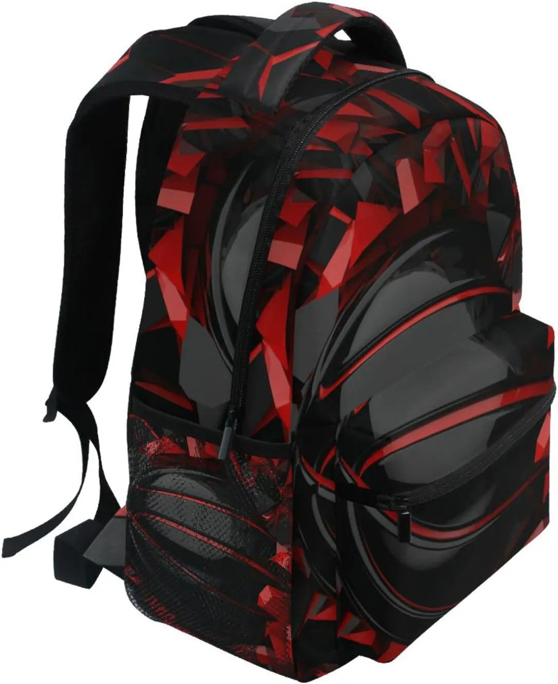Red Black Basketball Boys Girls Kids School Backpacks Bookbag, Elementary School Bag Travel Backpack Daypack