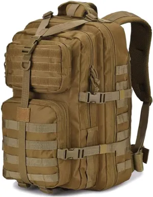 REEBOW GEAR Tactical Backpack 40L Large Army 3 Day Assault Pack Molle Bug Bag Backpacks Military Style Rucksacks (Tan)