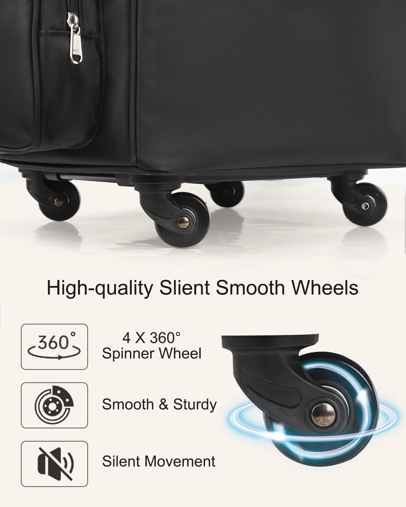 Relavel Rolling Makeup Train Case with 6 Pcs Clear Makeup Bags, Hairstylist Traveling Bag with 4 Wheels, Heat Insulation Full Layer, Adjustable Dividers, Hair Tools and Cosmetics Storage Organizer