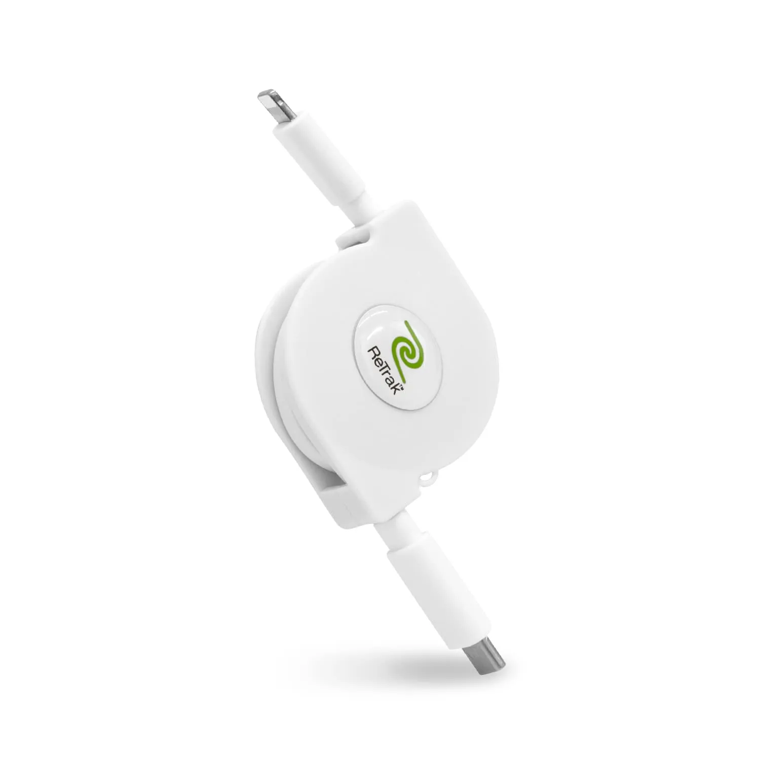ReTrak Premier Series Retractable Lightning to USB-C Charge and Sync Cable, 18W High Speed Charging Lightning to Type C Charger for iPhone 13s, AirPods Pro, 2.6ft, White, Black, 2.6 Feet (ETLTCWT)