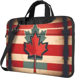 Retro Canada Flag pattern Print Laptop Bag Laptop Case Shoulder Laptop Bag with Padded Protection Spacious Pockets