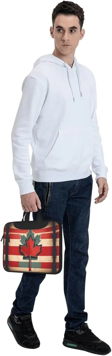 Retro Canada Flag pattern Print Laptop Bag Laptop Case Shoulder Laptop Bag with Padded Protection Spacious Pockets