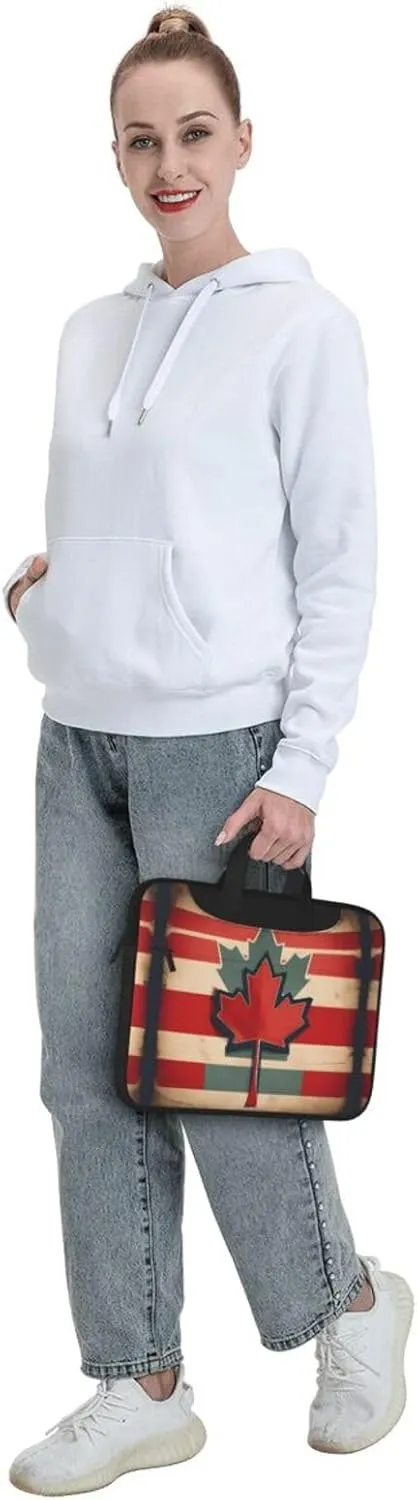 Retro Canada Flag pattern Print Laptop Bag Laptop Case Shoulder Laptop Bag with Padded Protection Spacious Pockets