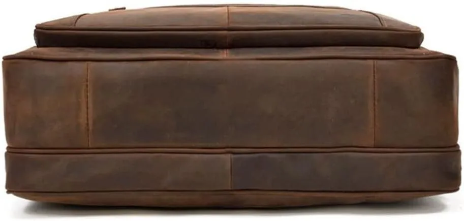 Retro Handbag Leather Briefcase Casual Work Computer Bag Crossbody Shoulder Bag