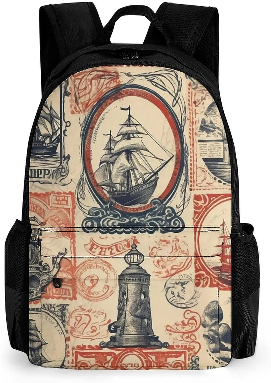 Retro Stamp Style Laptop Backpacks for Women Travel Backpack Casual Daypack Hiking Backpack Business Backpack