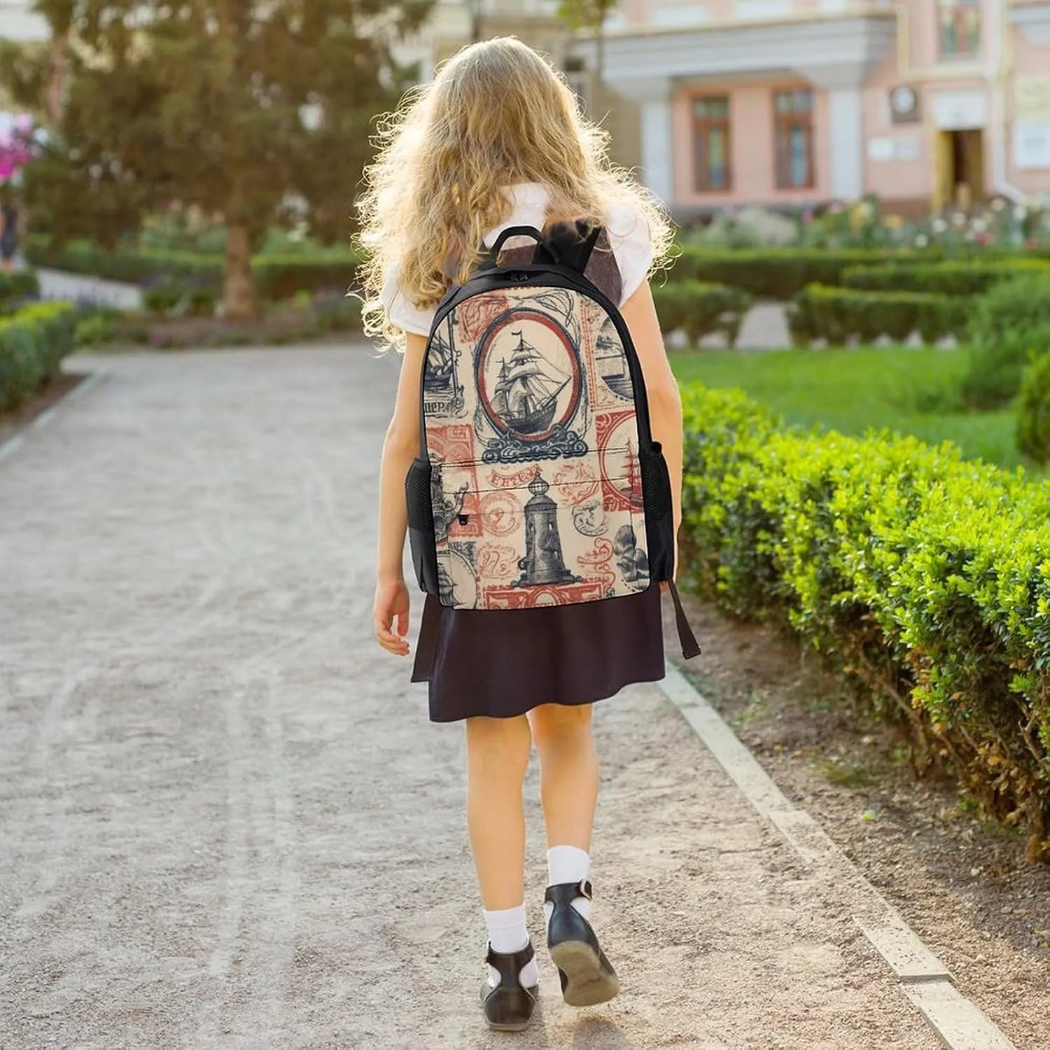 Retro Stamp Style Laptop Backpacks for Women Travel Backpack Casual Daypack Hiking Backpack Business Backpack