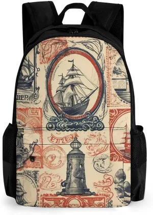 Retro Stamp Style Laptop Backpacks for Women Travel Backpack Casual Daypack Hiking Backpack Business Backpack