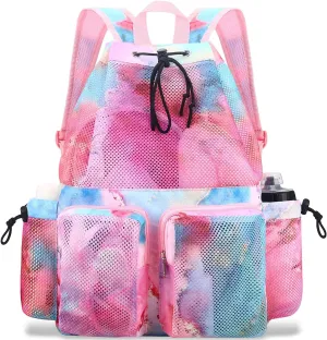 RHCPFOVR Mesh Swim Bags for Swimmers - Drawstring Backpack for Women Men Girls Swim Team Gear Swimming Beach Gym Bag Sports Pool