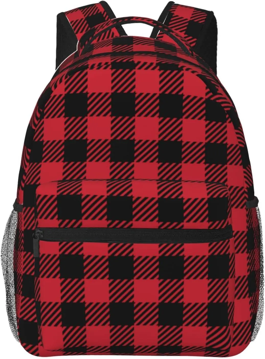 RIMENCH Unisex Backpack Casual Rucksack Big Capacity Red Black Buffalo Check Plaid Christmas Bookbag with Padded Straps Anti Theft Rucksack for Travel Hiking Camping