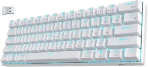RK ROYAL KLUDGE RK61 Wireless 60% Triple Mode BT5.0/2.4G/USB-C Mechanical Keyboard, 61 Keys Wireless Mechanical Keyboard, Compact Gaming Keyboard with Software (Hot Swappable Red Switch, White)