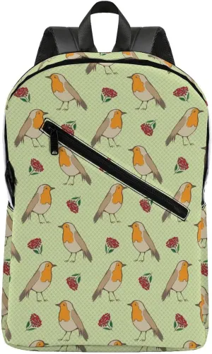 Robin Redbreast Berries and Leaf Foliage Fashion Camping Backpack for Men Travel Backpack Casual Shoulder Bag for Work Shopping University