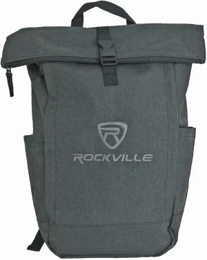 Rockville RPAK Charcoal Backpack Bag, Padded 15" Laptop Pocket, Durable Nylon, Adjustable Straps, Hidden Zippered Compartment, for Musicians and DJs