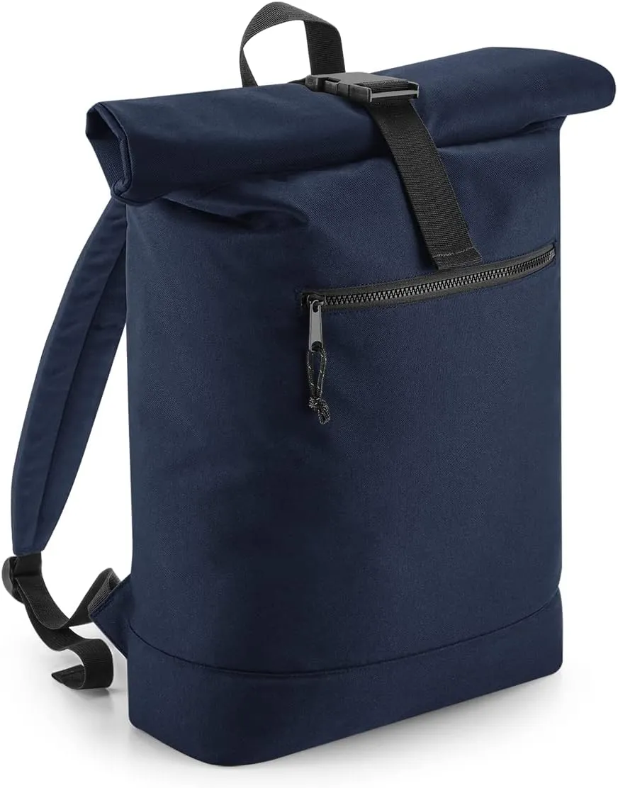 Roll Top Recycled Knapsack (One Size) (Navy Blue)