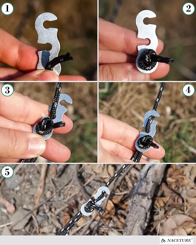 Rope Tensioner Aluminum Alloy Camping Tent Guyline Cord Adjuster Camping of Gear for Camping, Hiking, Backpacking Ultralight Tent Stakes Guy Lines (Sliver, 20 Pack)