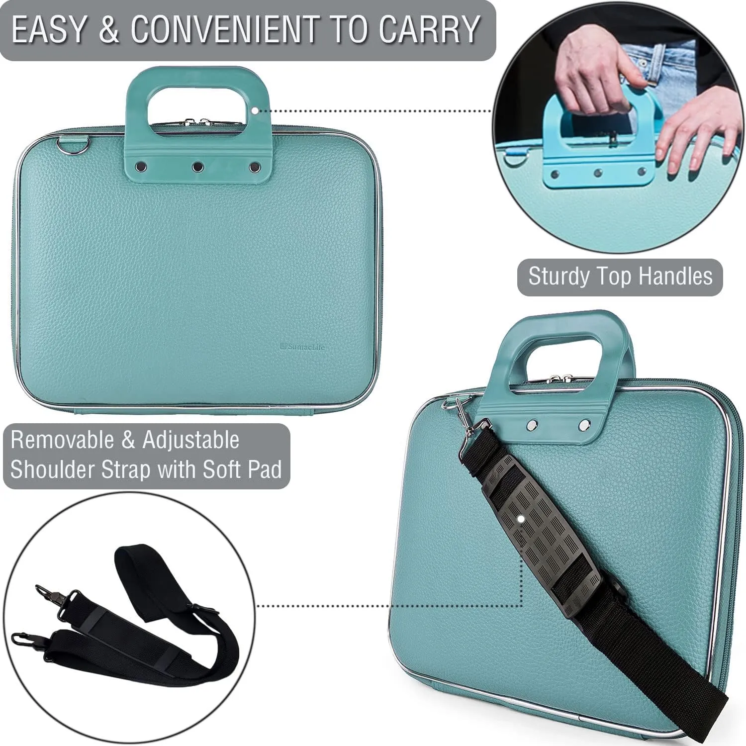 ROXIE Leather Laptop Briefcase Travel Shoulder Bag Sleeve 13 14 Inch for Swift Aspire Chromebook Spin 713 TravelMate