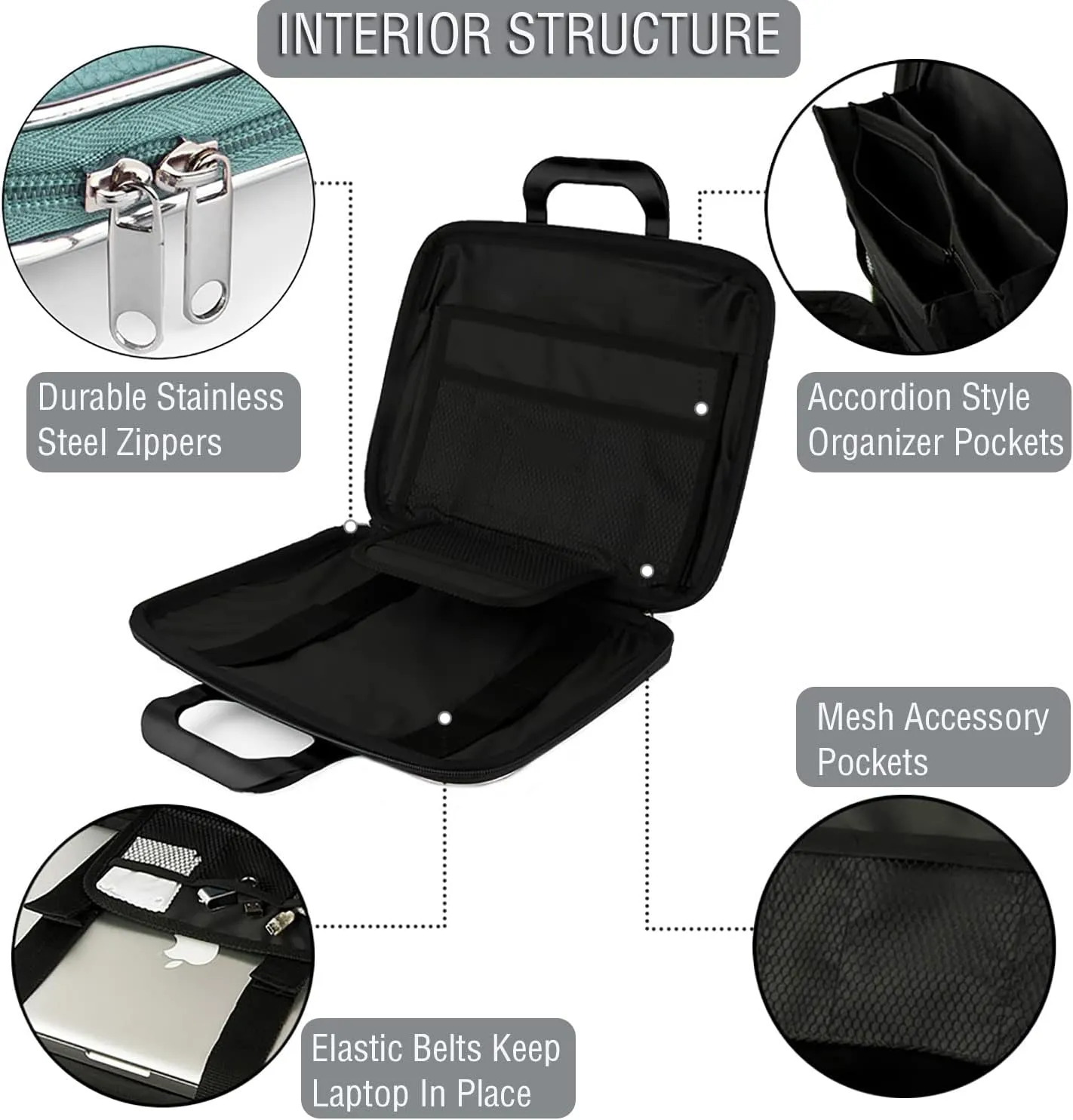 ROXIE Leather Laptop Briefcase Travel Shoulder Bag Sleeve 13 14 Inch for Swift Aspire Chromebook Spin 713 TravelMate