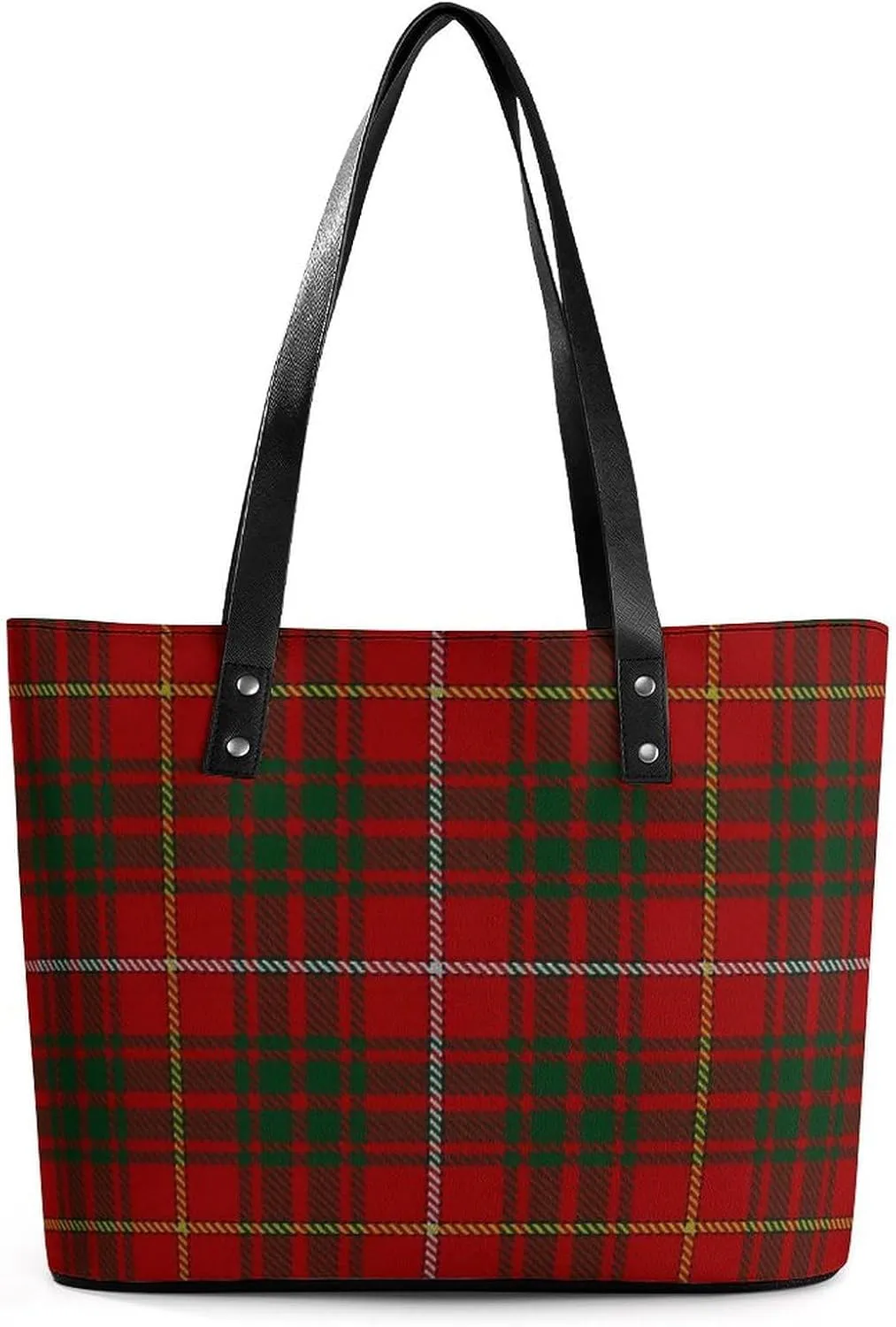 Royal Stewart Tartan Large Capacity Portable Leather Handbag