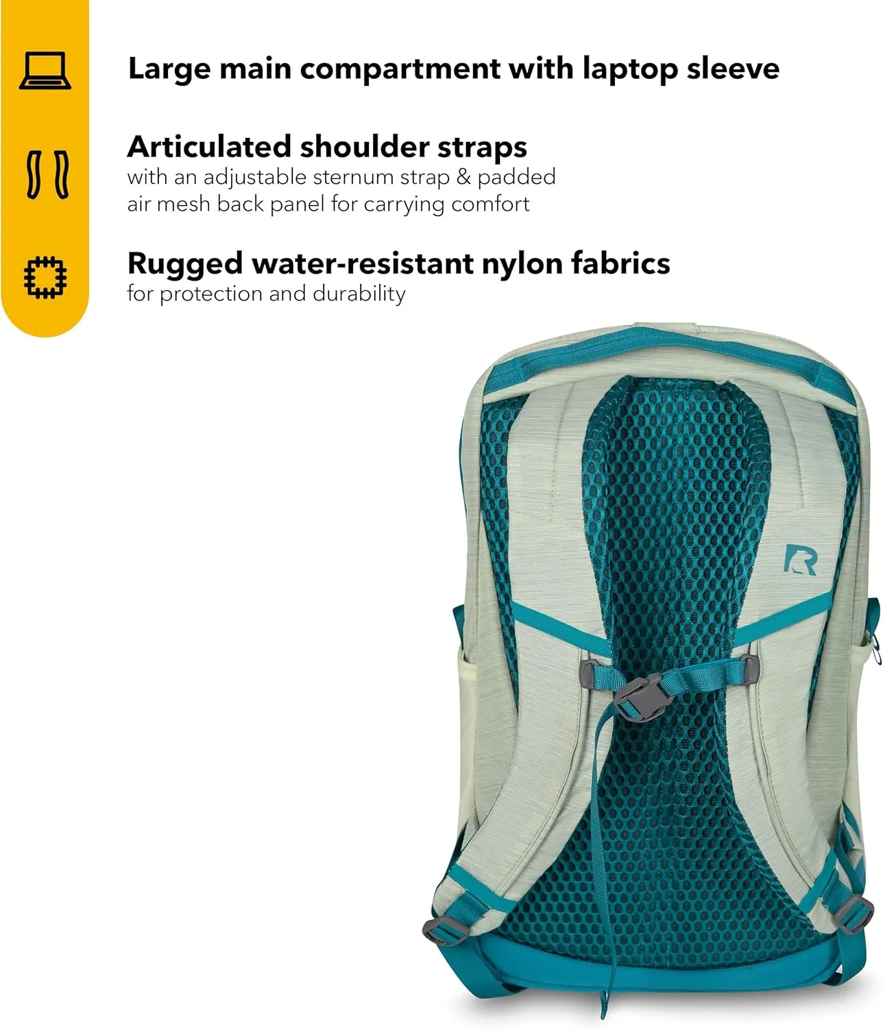 RTIC Road Trip Backpack Bag for Hiking, Travel, Computer, Business, Work, Commuting, Men, Women, Adults, Large, with Laptop Sleeve, Lichen