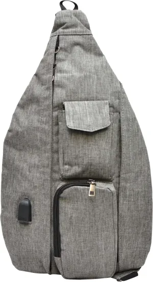 Rucksack Pickleball Bag, Anti-Theft Crossbody Sling, USB Charging Connector Port, Backpack, Soho Collection Gray