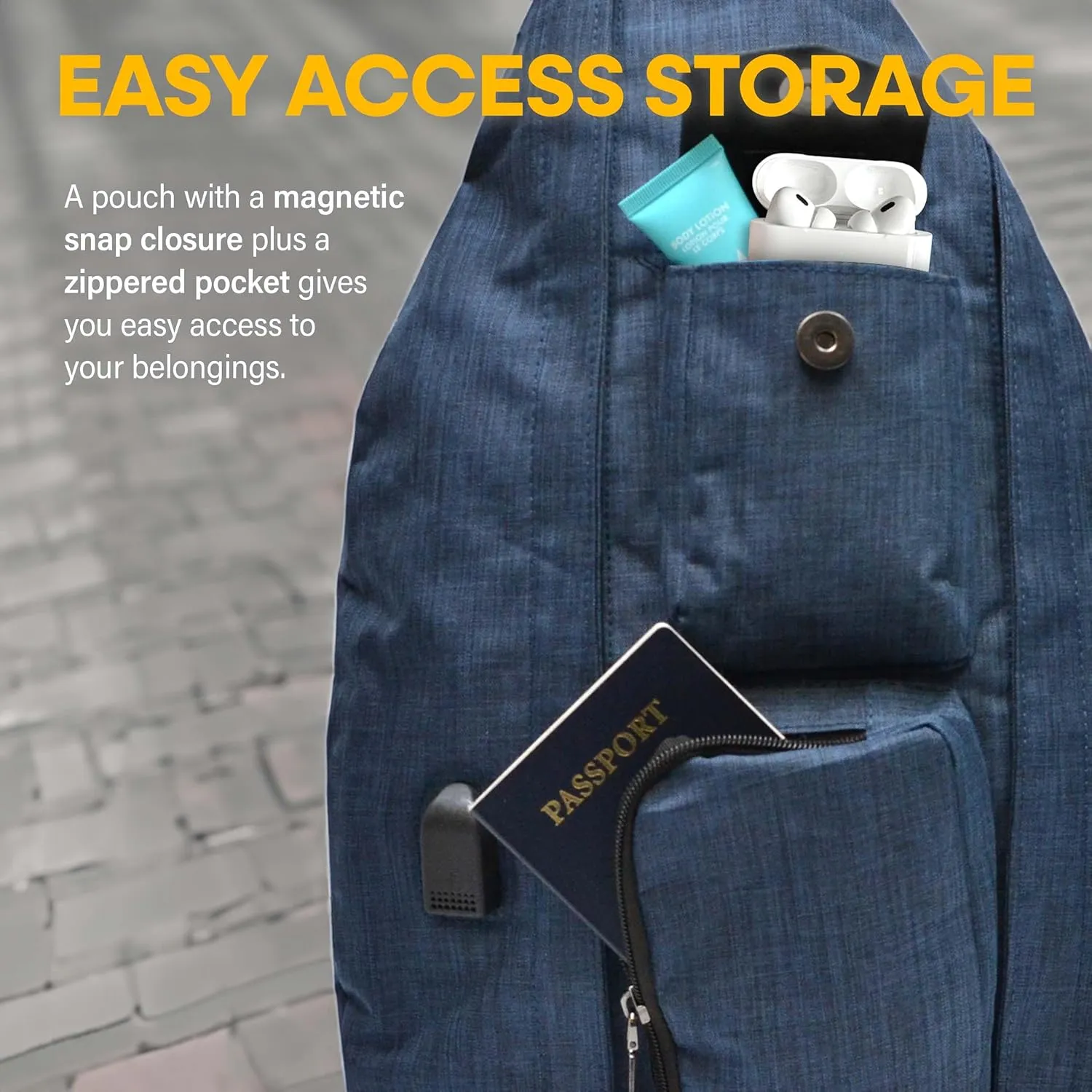 Rucksack Pickleball Bag, Anti-Theft Crossbody Sling, USB Charging Connector Port, Backpack, Soho Collection Gray