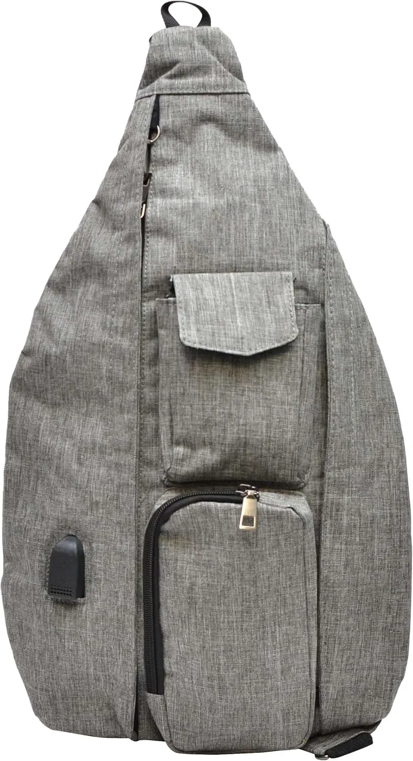 Rucksack Pickleball Bag, Anti-Theft Crossbody Sling, USB Charging Connector Port, Backpack, Soho Collection Gray