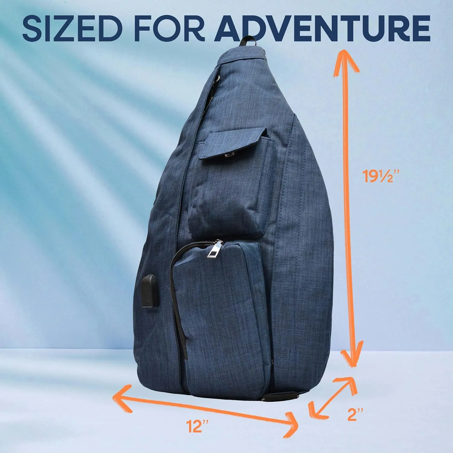 Rucksack Pickleball Bag, Anti-Theft Crossbody Sling, USB Charging Connector Port, Backpack, Soho Collection Gray