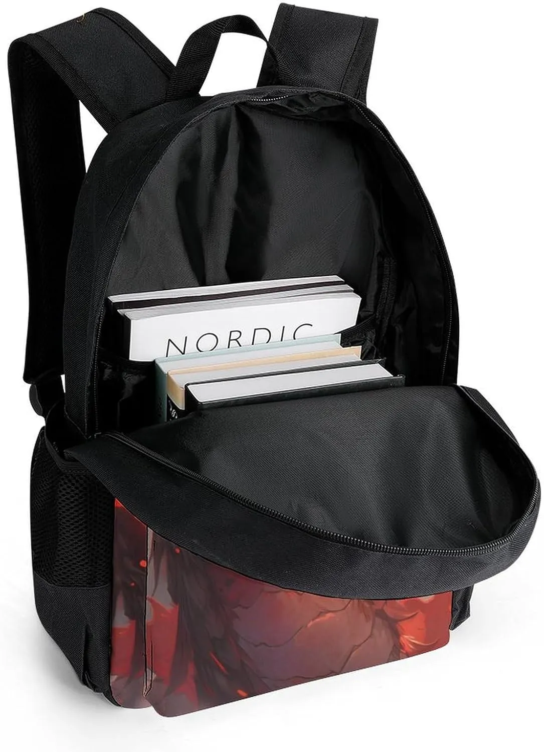Rucksacks Multipurpose Anti-Theft Big Capacity Bookbag - Red Fire Dragon Art Travel Hiking & Camping Rucksack With Padded Straps