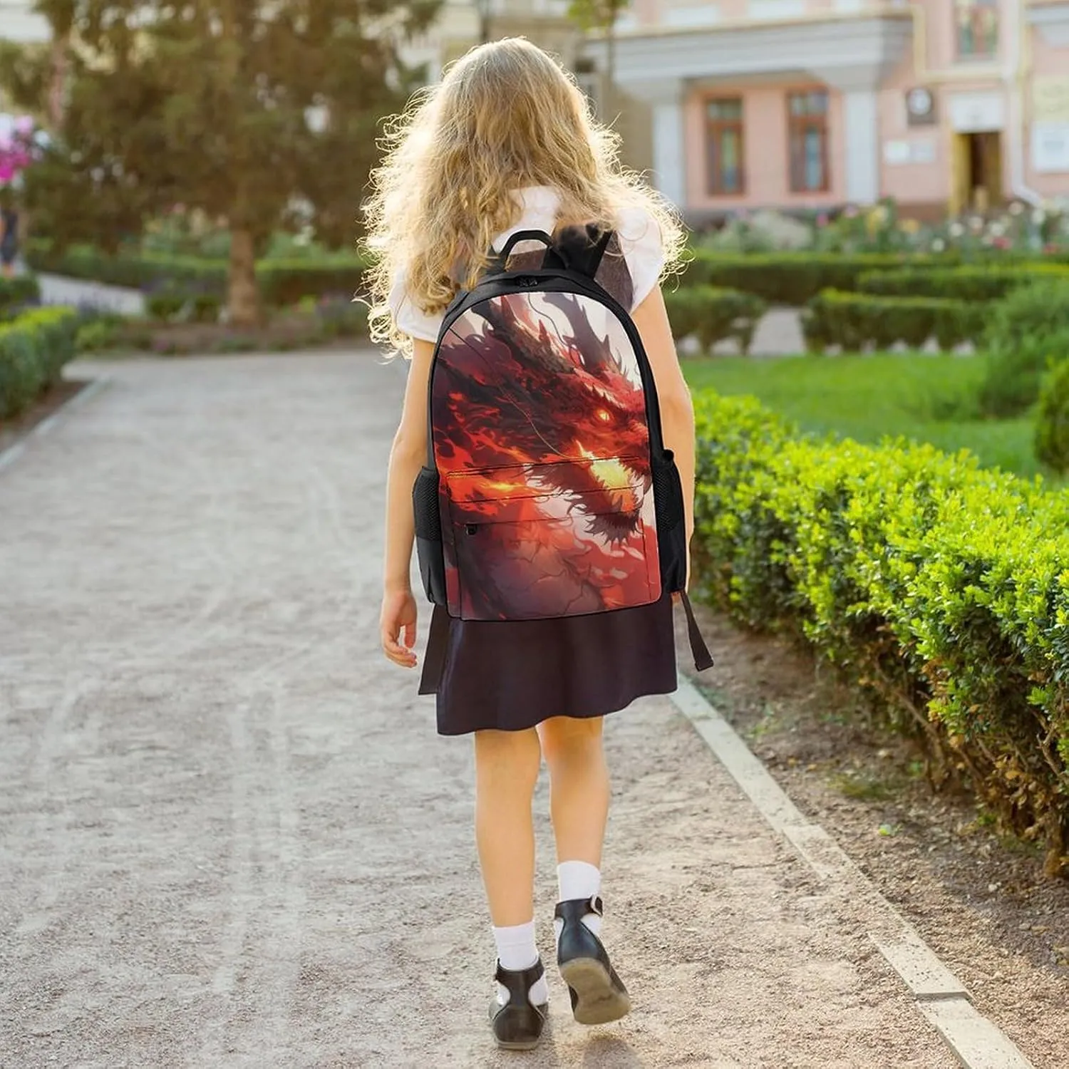 Rucksacks Multipurpose Anti-Theft Big Capacity Bookbag - Red Fire Dragon Art Travel Hiking & Camping Rucksack With Padded Straps