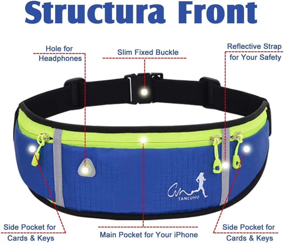 Running Waist Packs Running Bag Belt with Bottle Holder & Reflector for Men & Women Outdoor Walking, Hiking, Fits Maximum 6.5'' Large Smartphones