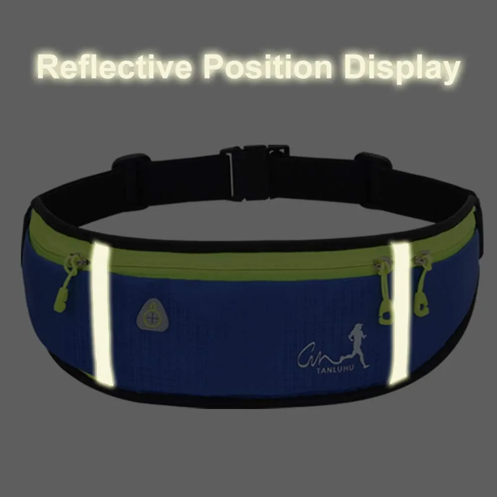 Running Waist Packs Running Bag Belt with Bottle Holder & Reflector for Men & Women Outdoor Walking, Hiking, Fits Maximum 6.5'' Large Smartphones