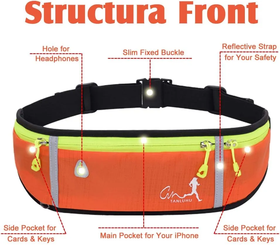 Running Waist Packs Running Bag Belt with Bottle Holder & Reflector for Men & Women Outdoor Walking, Hiking, Fits Maximum 6.5'' Large Smartphones