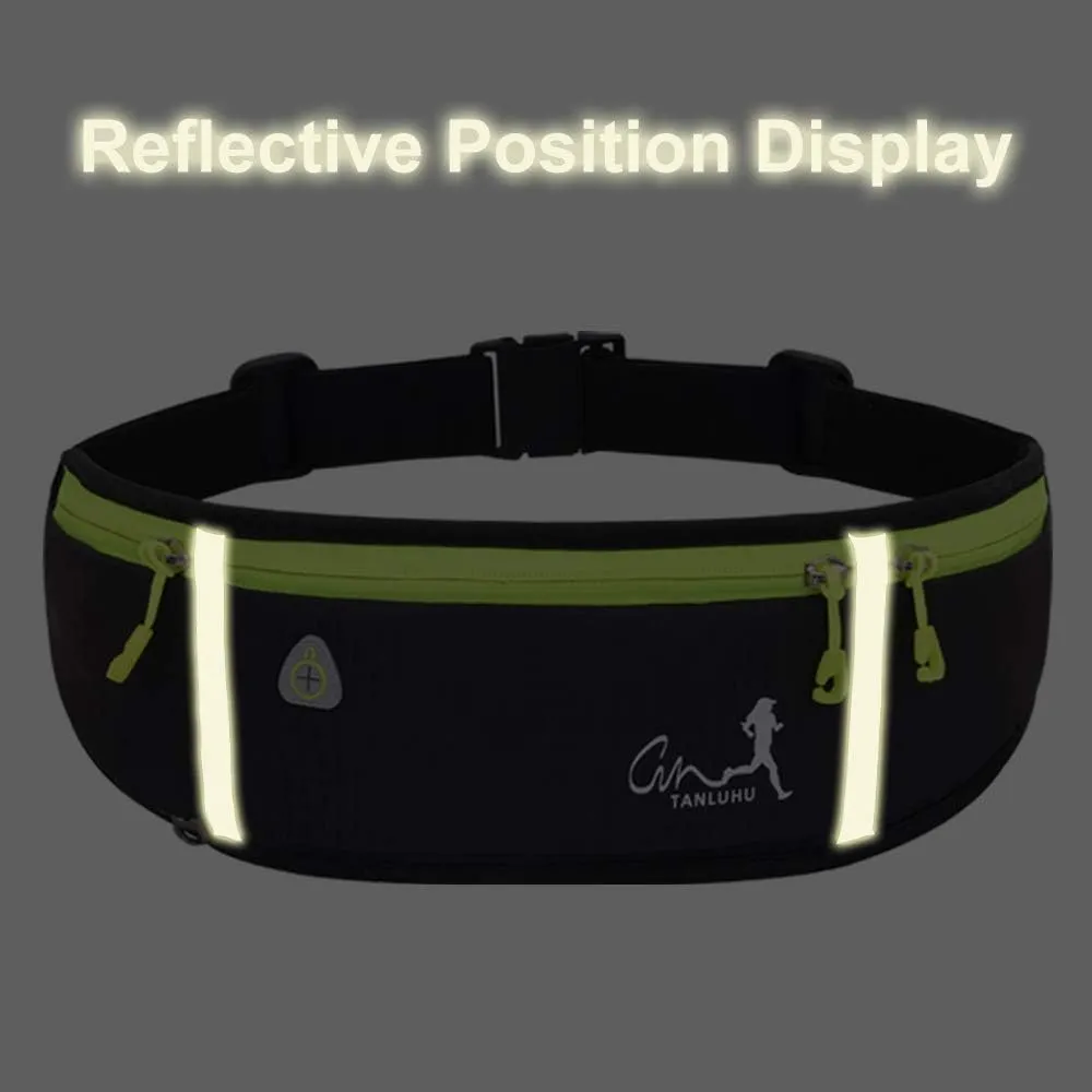 Running Waist Packs Running Bag Belt with Bottle Holder & Reflector for Men & Women Outdoor Walking, Hiking, Fits Maximum 6.5'' Large Smartphones