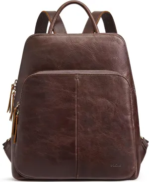 S-ZONE Small Leather Backpack for Women Fashion Designer Purse Anti-theft RFID Travel Bag