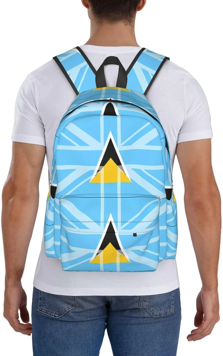 Saint Lucia UK Flag Casual Backpack Large Capacity Travel Backpacks Laptop Daypack Commuter Rucksack Adjustable Strap Sports Bags for Hiking Biking